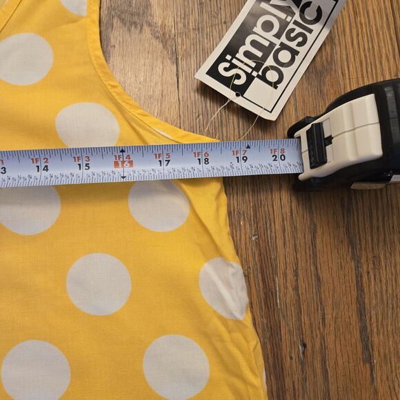Vintage Simply Basic Womens Medium Polka Dot Yellow Tank Top - Picture 5 of 6
